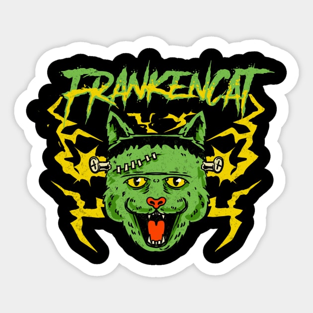 FrankenCat Frankenstein monster parody Sticker by Deduder.store